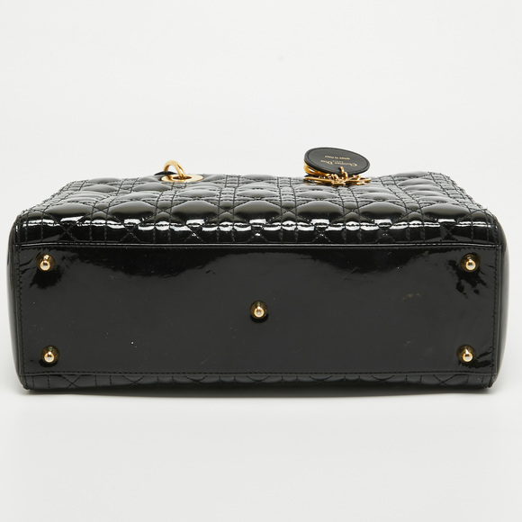 DIOR Black Cannage Patent Leather Large Lady  Tote - Picture 7 of 8